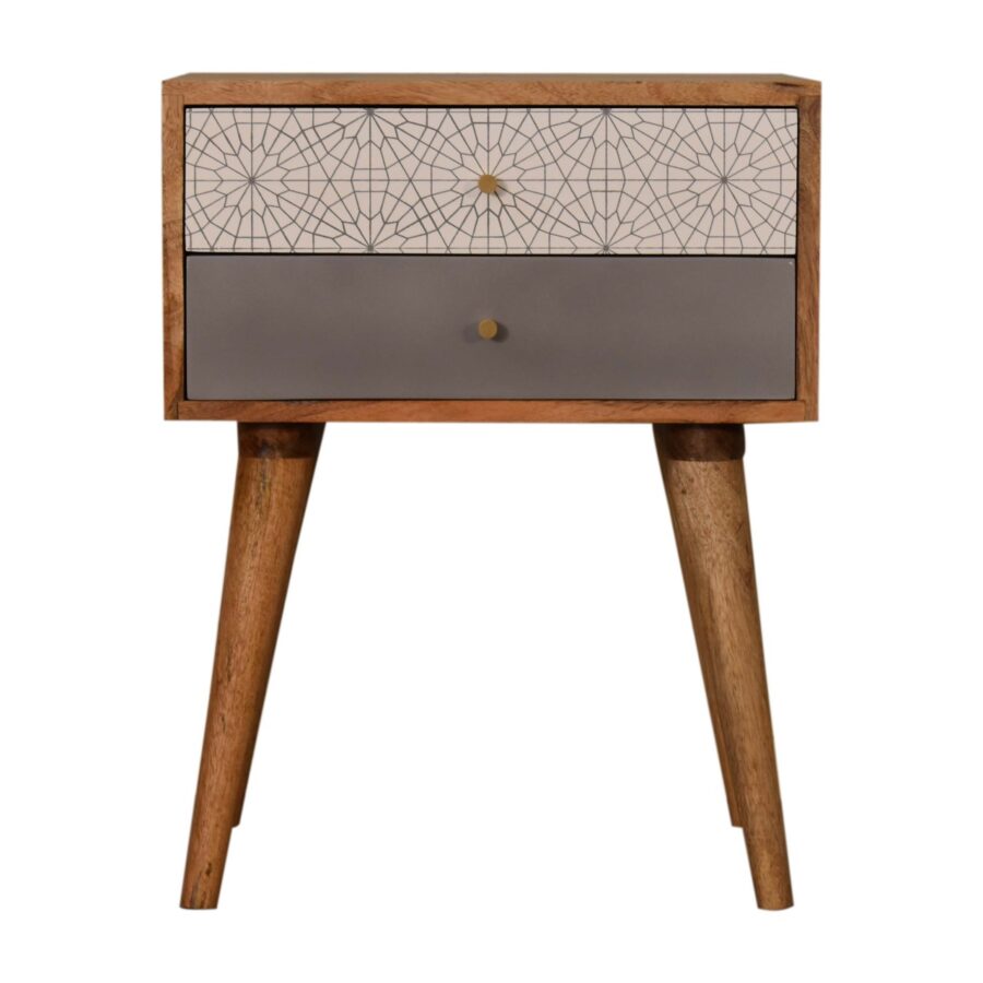 Grey Patterned Bedside